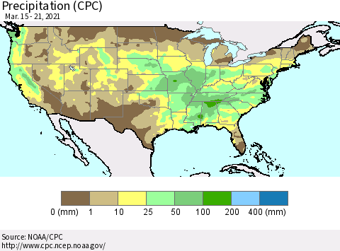United States Precipitation (CPC) Thematic Map For 3/15/2021 - 3/21/2021