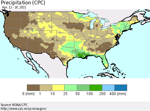 United States Precipitation (CPC) Thematic Map For 4/12/2021 - 4/18/2021