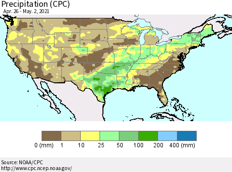 United States Precipitation (CPC) Thematic Map For 4/26/2021 - 5/2/2021