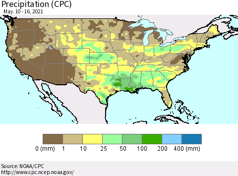 United States Precipitation (CPC) Thematic Map For 5/10/2021 - 5/16/2021