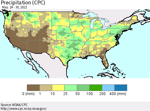 United States Precipitation (CPC) Thematic Map For 5/24/2021 - 5/30/2021