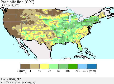 United States Precipitation (CPC) Thematic Map For 7/12/2021 - 7/18/2021