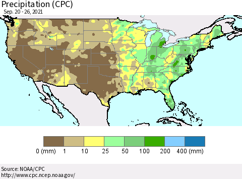 United States Precipitation (CPC) Thematic Map For 9/20/2021 - 9/26/2021