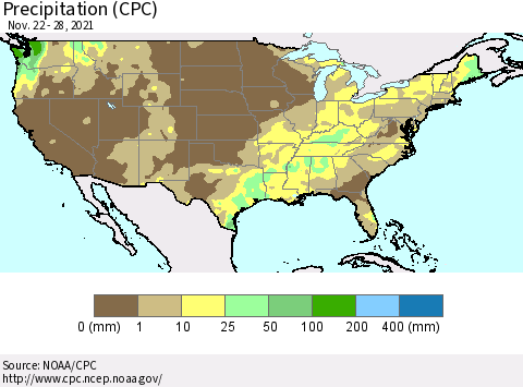 United States Precipitation (CPC) Thematic Map For 11/22/2021 - 11/28/2021