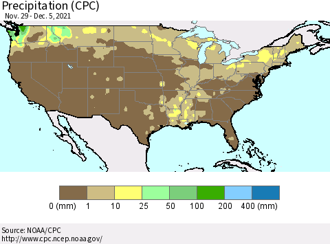 United States Precipitation (CPC) Thematic Map For 11/29/2021 - 12/5/2021