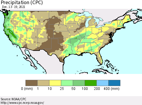 United States Precipitation (CPC) Thematic Map For 12/13/2021 - 12/19/2021
