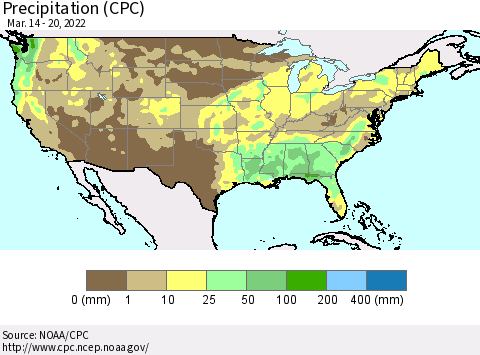 United States Precipitation (CPC) Thematic Map For 3/14/2022 - 3/20/2022