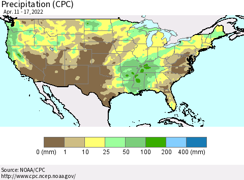 United States Precipitation (CPC) Thematic Map For 4/11/2022 - 4/17/2022