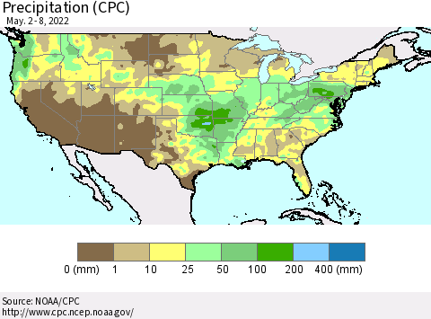 United States Precipitation (CPC) Thematic Map For 5/2/2022 - 5/8/2022