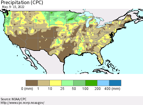 United States Precipitation (CPC) Thematic Map For 5/9/2022 - 5/15/2022