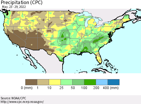 United States Precipitation (CPC) Thematic Map For 5/23/2022 - 5/29/2022