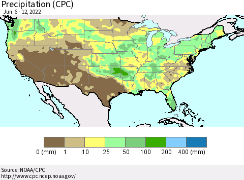 United States Precipitation (CPC) Thematic Map For 6/6/2022 - 6/12/2022