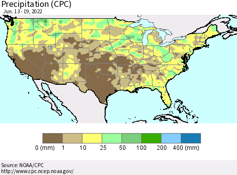 United States Precipitation (CPC) Thematic Map For 6/13/2022 - 6/19/2022