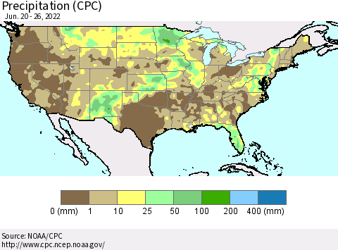United States Precipitation (CPC) Thematic Map For 6/20/2022 - 6/26/2022