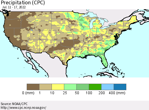 United States Precipitation (CPC) Thematic Map For 7/11/2022 - 7/17/2022