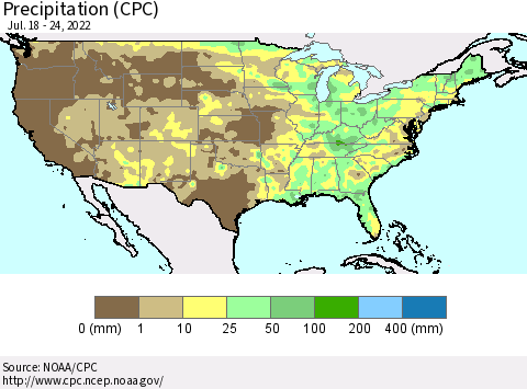 United States Precipitation (CPC) Thematic Map For 7/18/2022 - 7/24/2022
