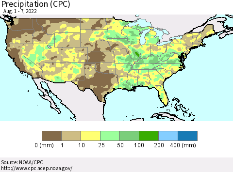 United States Precipitation (CPC) Thematic Map For 8/1/2022 - 8/7/2022