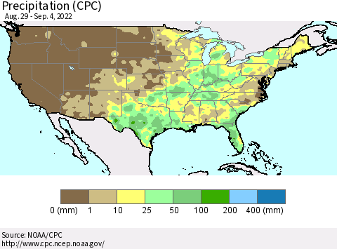 United States Precipitation (CPC) Thematic Map For 8/29/2022 - 9/4/2022