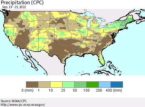 United States Precipitation (CPC) Thematic Map For 9/19/2022 - 9/25/2022
