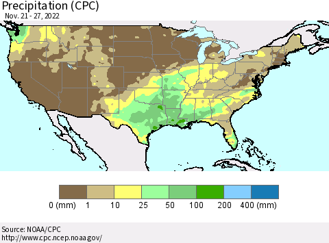 United States Precipitation (CPC) Thematic Map For 11/21/2022 - 11/27/2022