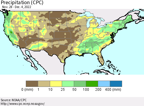 United States Precipitation (CPC) Thematic Map For 11/28/2022 - 12/4/2022