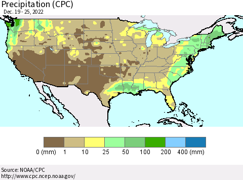 United States Precipitation (CPC) Thematic Map For 12/19/2022 - 12/25/2022