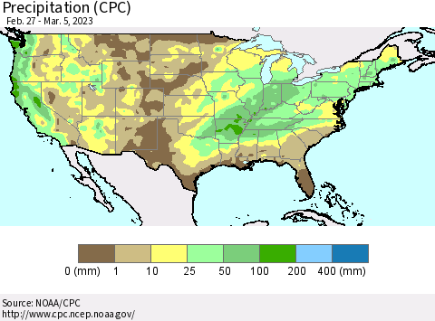 United States Precipitation (CPC) Thematic Map For 2/27/2023 - 3/5/2023