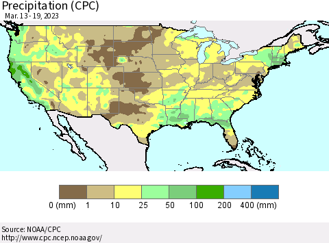 United States Precipitation (CPC) Thematic Map For 3/13/2023 - 3/19/2023