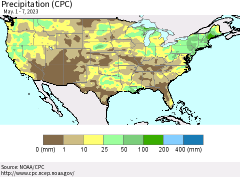 United States Precipitation (CPC) Thematic Map For 5/1/2023 - 5/7/2023