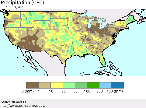 United States Precipitation (CPC) Thematic Map For 6/5/2023 - 6/11/2023