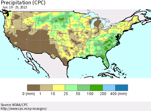 United States Precipitation (CPC) Thematic Map For 6/19/2023 - 6/25/2023