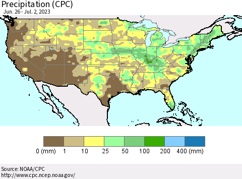 United States Precipitation (CPC) Thematic Map For 6/26/2023 - 7/2/2023