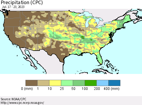 United States Precipitation (CPC) Thematic Map For 7/17/2023 - 7/23/2023