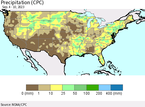 United States Precipitation (CPC) Thematic Map For 9/4/2023 - 9/10/2023