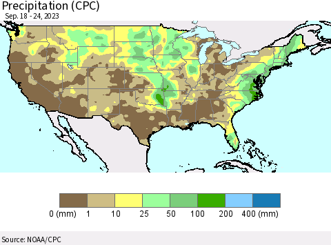 United States Precipitation (CPC) Thematic Map For 9/18/2023 - 9/24/2023