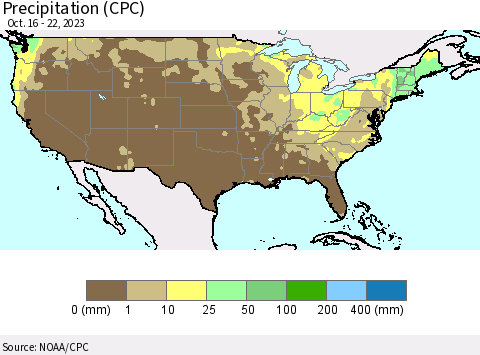 United States Precipitation (CPC) Thematic Map For 10/16/2023 - 10/22/2023