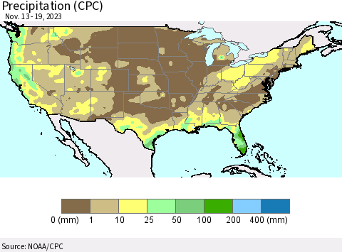 United States Precipitation (CPC) Thematic Map For 11/13/2023 - 11/19/2023