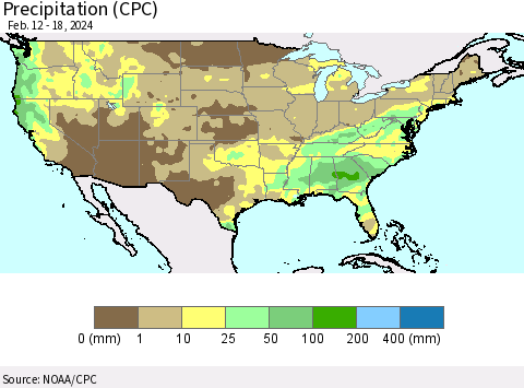 United States Precipitation (CPC) Thematic Map For 2/12/2024 - 2/18/2024