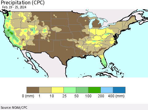 United States Precipitation (CPC) Thematic Map For 2/19/2024 - 2/25/2024