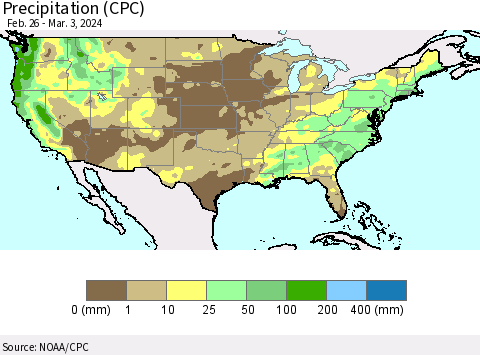 United States Precipitation (CPC) Thematic Map For 2/26/2024 - 3/3/2024
