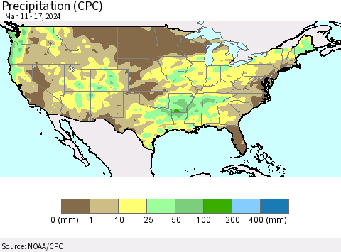United States Precipitation (CPC) Thematic Map For 3/11/2024 - 3/17/2024