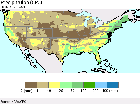 United States Precipitation (CPC) Thematic Map For 3/18/2024 - 3/24/2024