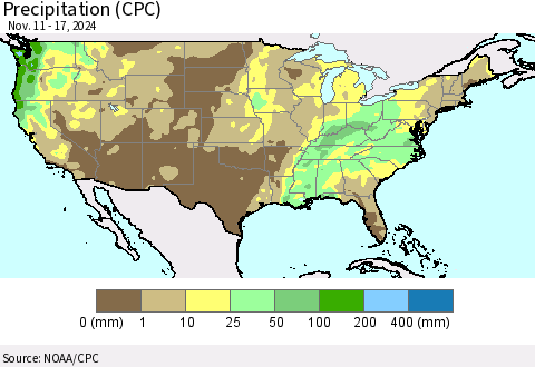 United States Precipitation (CPC) Thematic Map For 11/11/2024 - 11/17/2024