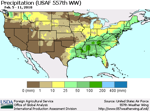 United States Precipitation (USAF 557th WW) Thematic Map For 2/5/2018 - 2/11/2018