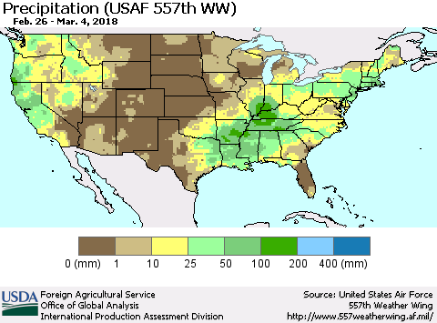 United States Precipitation (USAF 557th WW) Thematic Map For 2/26/2018 - 3/4/2018