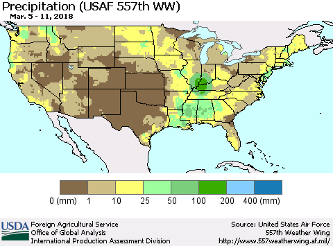 United States Precipitation (USAF 557th WW) Thematic Map For 3/5/2018 - 3/11/2018