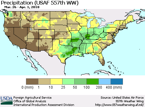 United States Precipitation (USAF 557th WW) Thematic Map For 3/26/2018 - 4/1/2018