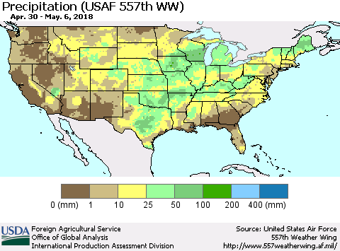 United States Precipitation (USAF 557th WW) Thematic Map For 4/30/2018 - 5/6/2018