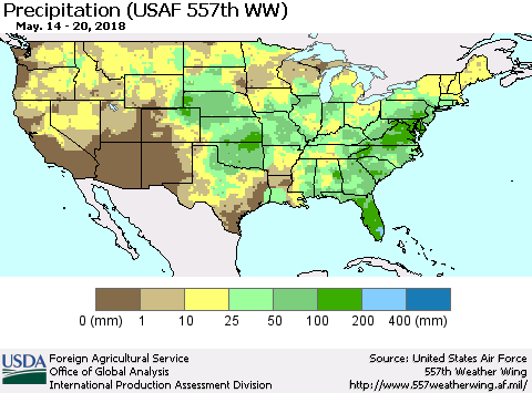 United States Precipitation (USAF 557th WW) Thematic Map For 5/14/2018 - 5/20/2018