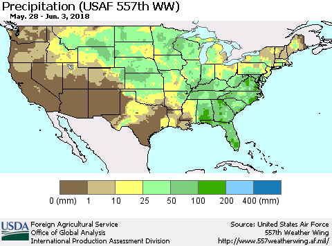 United States Precipitation (USAF 557th WW) Thematic Map For 5/28/2018 - 6/3/2018